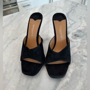 Tony Bianco Black Suede Slide Sandals
